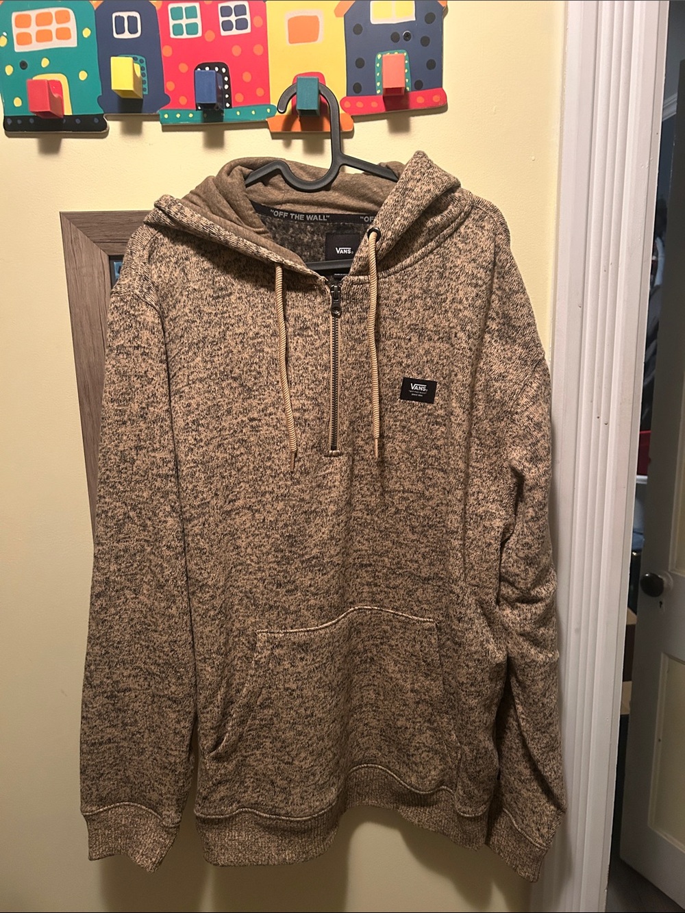 Vans Men's Brown Marled Half-Zip Hooded Sweater
